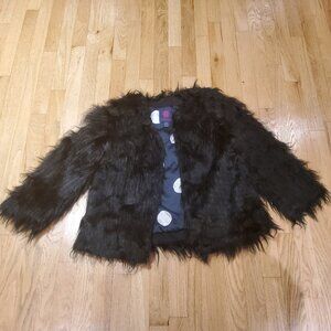 NWOT Maison Atia Black Faux Fur Coat Vest Removable Sleeves Size 3 Orig $750